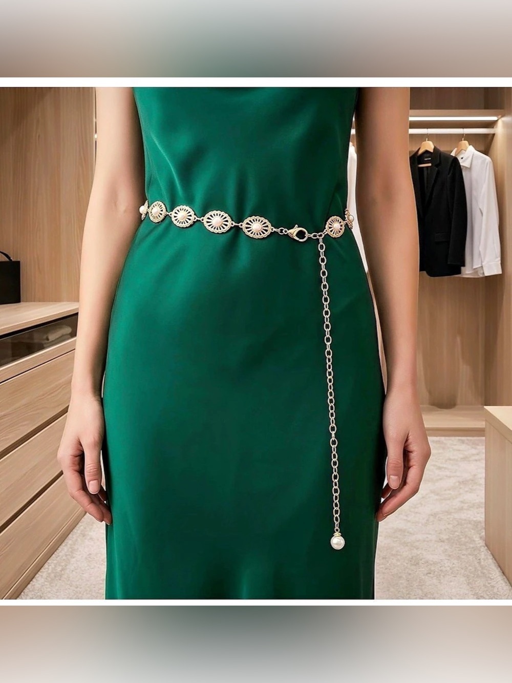 Vintage Concho Belt for Women, Western Boho Metal Chain Waist Belt